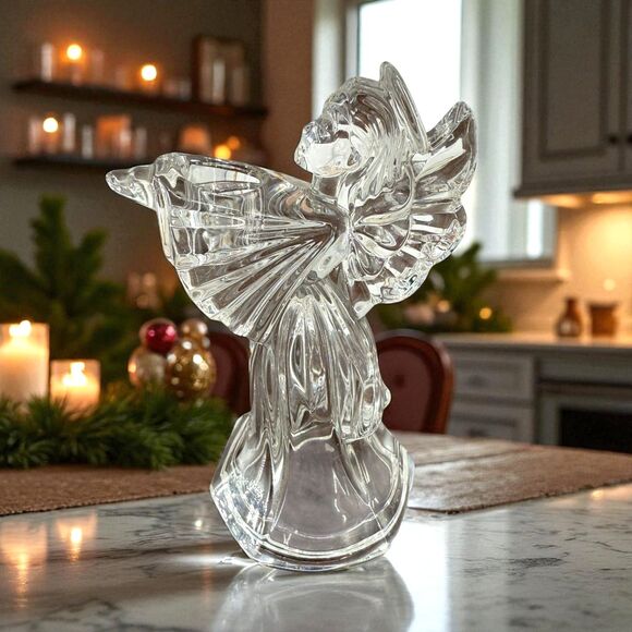 Marquis Waterford German Clear Crystal Glass Angel Mini Taper Candle Holder EUC - Picture 1 of 15